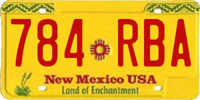 NM license plate 784RBA