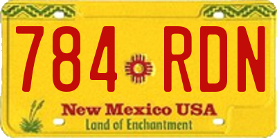 NM license plate 784RDN