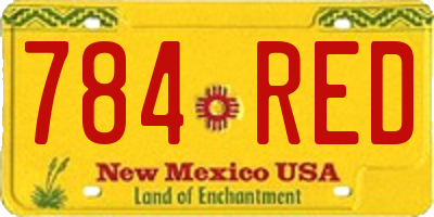 NM license plate 784RED