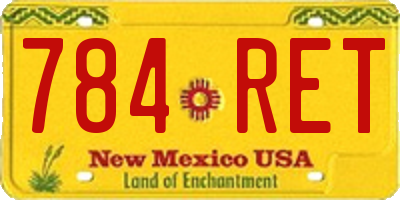 NM license plate 784RET