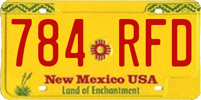 NM license plate 784RFD