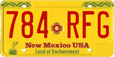 NM license plate 784RFG