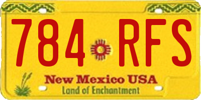 NM license plate 784RFS