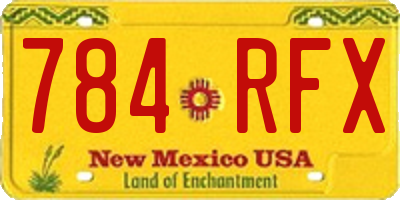 NM license plate 784RFX