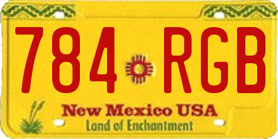 NM license plate 784RGB