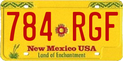 NM license plate 784RGF