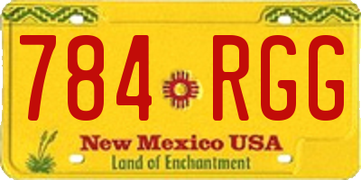 NM license plate 784RGG
