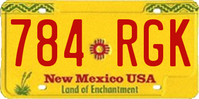 NM license plate 784RGK