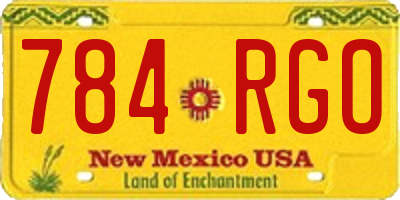 NM license plate 784RGO