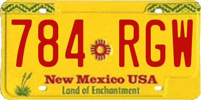 NM license plate 784RGW