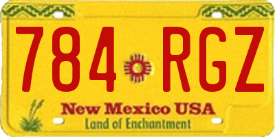 NM license plate 784RGZ