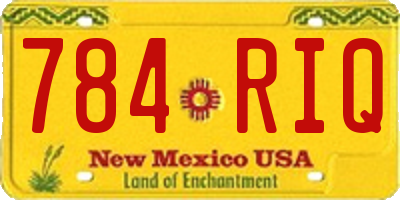 NM license plate 784RIQ