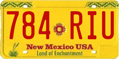 NM license plate 784RIU