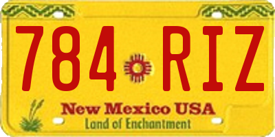 NM license plate 784RIZ