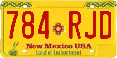 NM license plate 784RJD