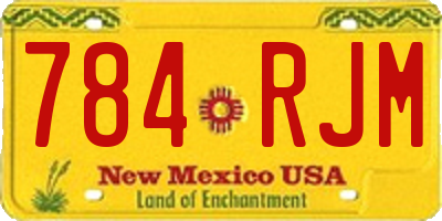 NM license plate 784RJM