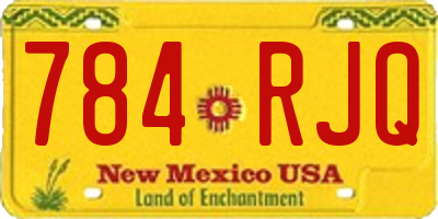 NM license plate 784RJQ