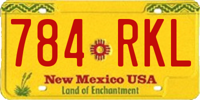 NM license plate 784RKL