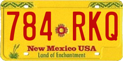 NM license plate 784RKQ