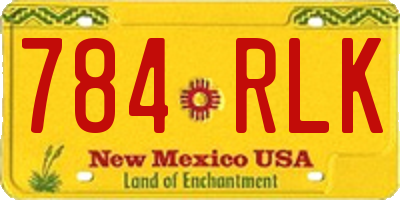 NM license plate 784RLK