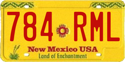 NM license plate 784RML
