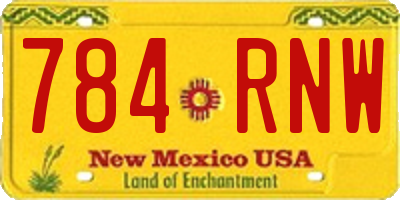 NM license plate 784RNW