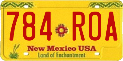 NM license plate 784ROA