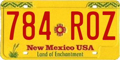 NM license plate 784ROZ