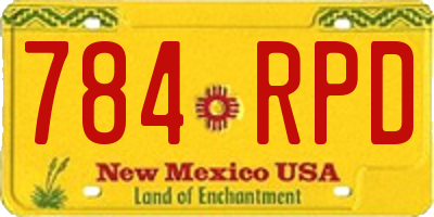 NM license plate 784RPD