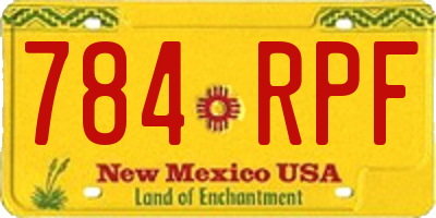 NM license plate 784RPF