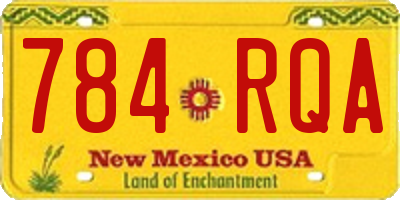 NM license plate 784RQA