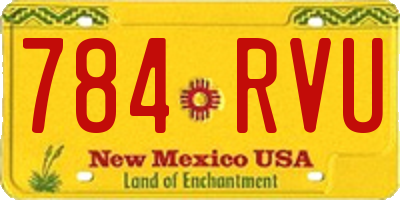 NM license plate 784RVU