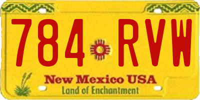 NM license plate 784RVW