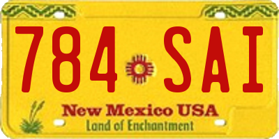 NM license plate 784SAI