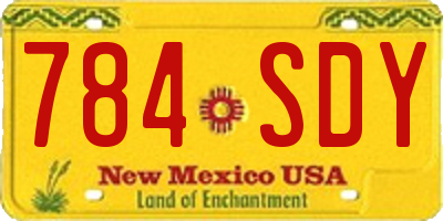 NM license plate 784SDY