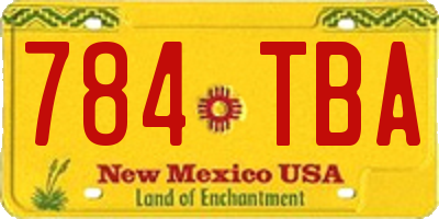 NM license plate 784TBA