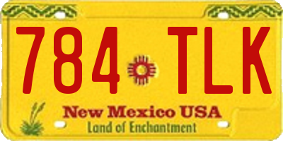 NM license plate 784TLK