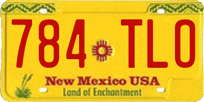 NM license plate 784TLO