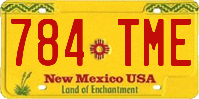 NM license plate 784TME