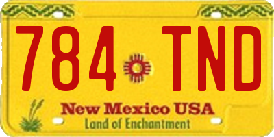 NM license plate 784TND