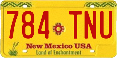 NM license plate 784TNU