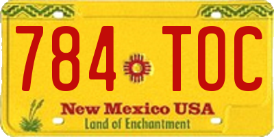 NM license plate 784TOC