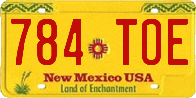 NM license plate 784TOE