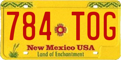 NM license plate 784TOG