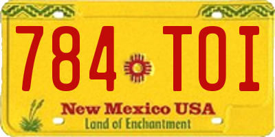 NM license plate 784TOI
