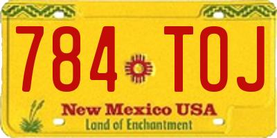 NM license plate 784TOJ