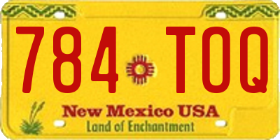NM license plate 784TOQ