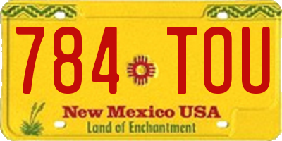 NM license plate 784TOU