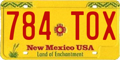 NM license plate 784TOX