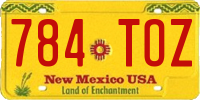 NM license plate 784TOZ